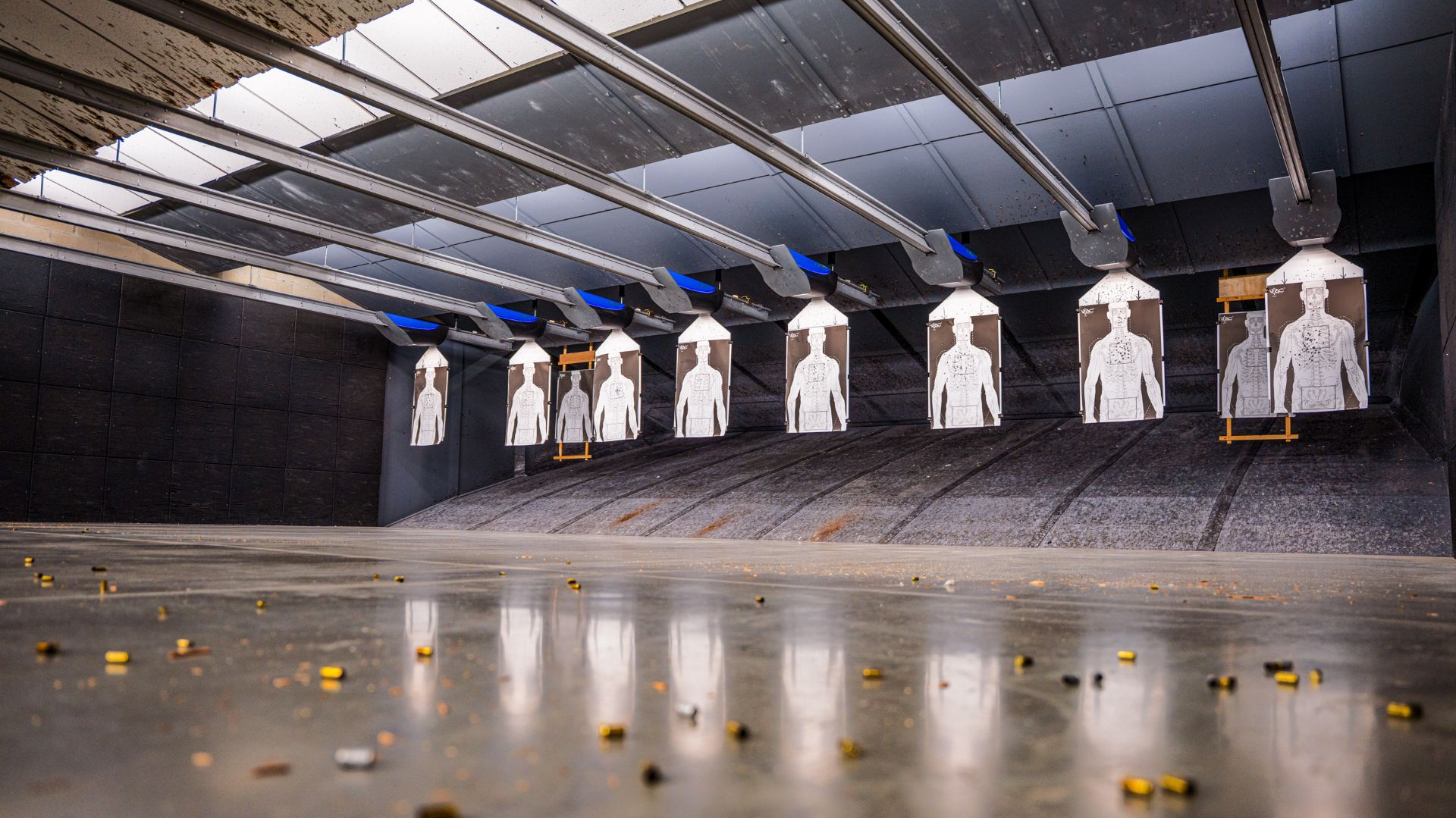 View of downrange of the gun range Lake Erie Arms, OH