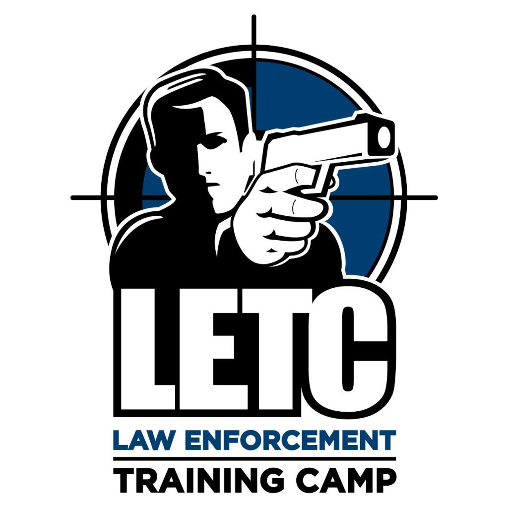 Law Enforcement Training Camp logo with officer silhouette aiming handgun