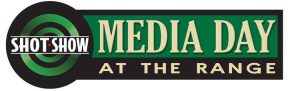 Logo reads: "SHOT SHOW MEDIA DAY AT THE RANGE" with a target graphic in green and black.