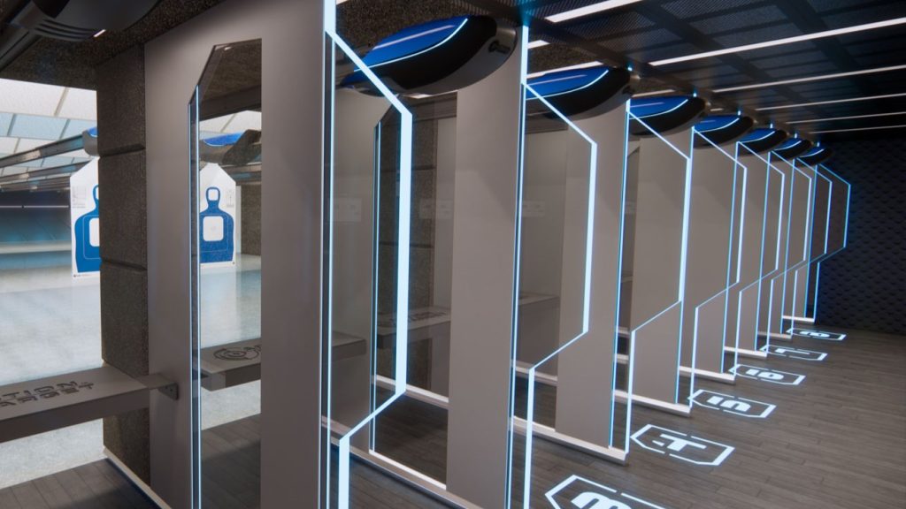 Citadel Series stall zoomed in on edge-lit glass