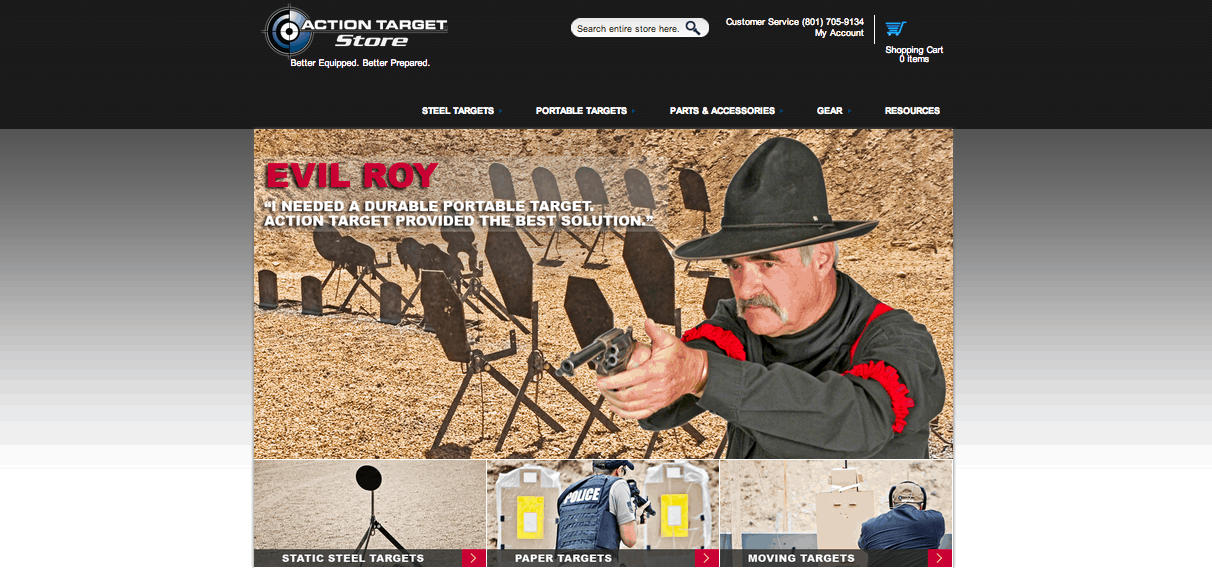 New Home Page Image of the Action Target Store website.