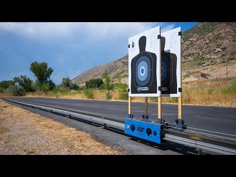 Mobile shooting target stand on outdoor range