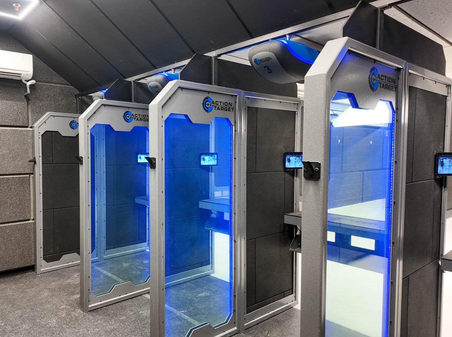 Sentry Stalls with edge lit glass and abs skins