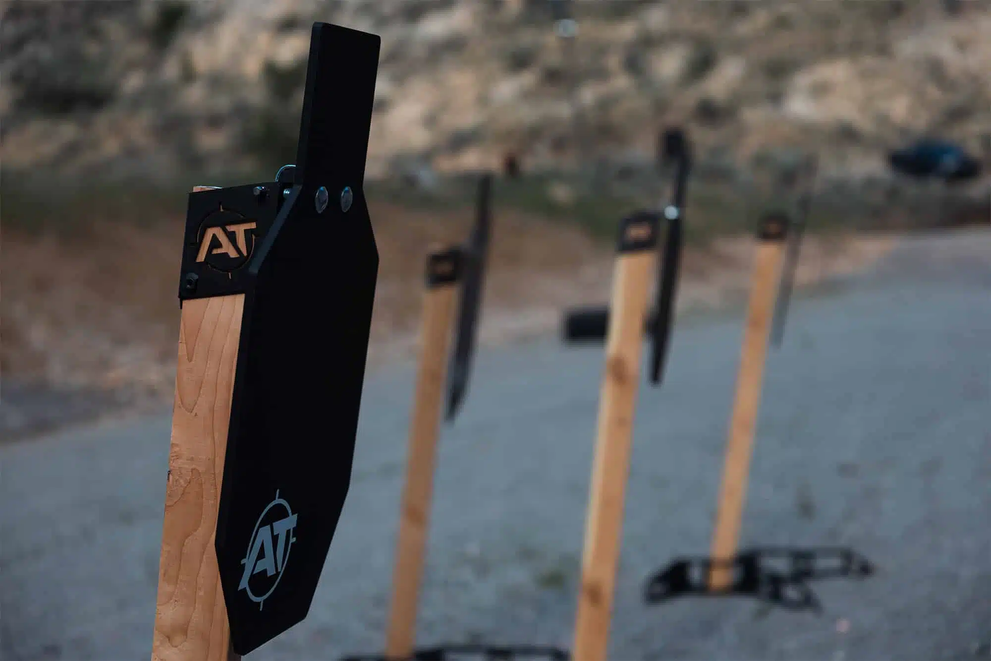 Line of Action Target steel targets at an outdoor shooting range