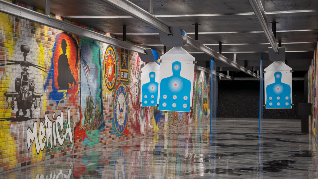 3 targets moving down range on wireless target retrievers