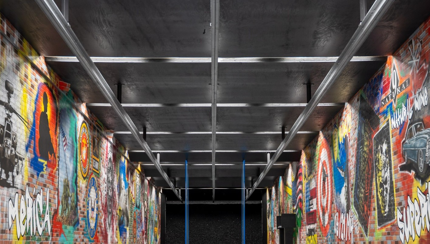 Downrange angle of a home range's ceiling and walls