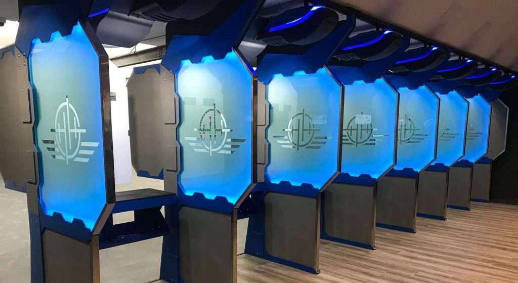 Commercial shooting range custom Defender stalls
