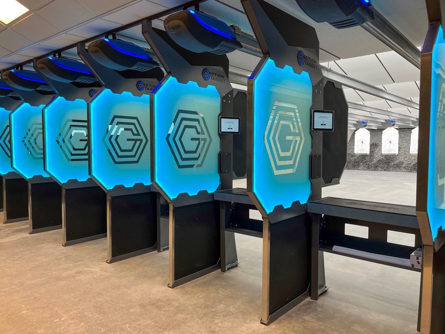 Commercial range with Defender stalls with custom LED edge lighting